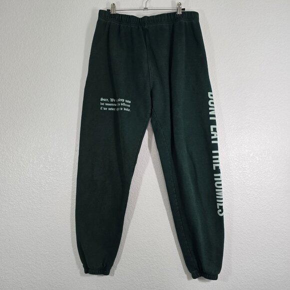 Don't eat the homies Pants - Don’t Eat the Homies Jogger Sweatpants Women XL Green Loungewear Streetwear